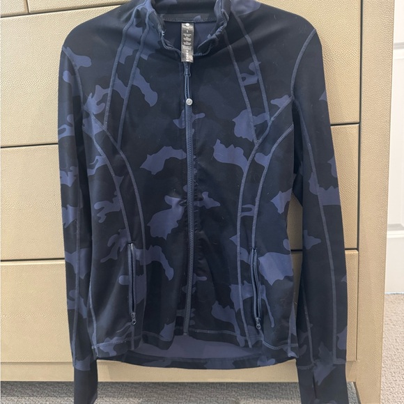 Yogalicious Black Camo Athletic Running Full Zip Hoodie Jacket Women size L - Picture 2 of 4